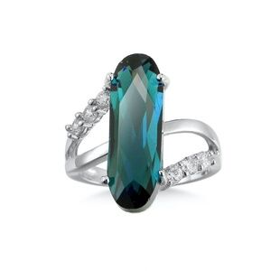 **MADONNA* Silver x Green Fashion Ring Size 8